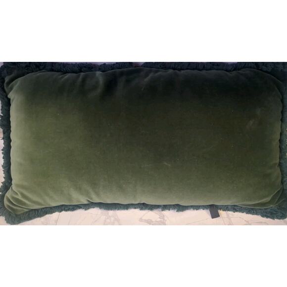 Tapestry Throw Pillow Gardening Spring 22"X12" Green Velvet Back - Picture 5 of 8